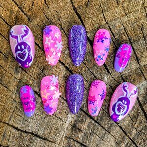 💜 Cosmic Candy Dream Medium Almond Press-On Nails 🍬